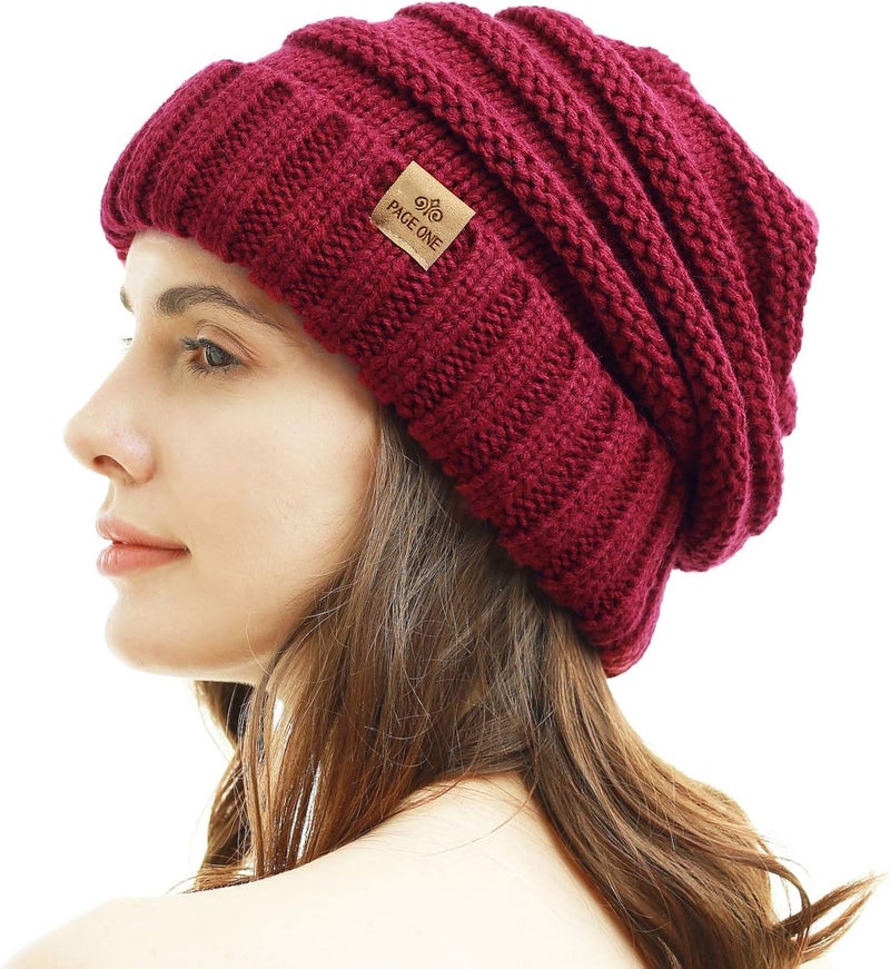 PAGE ONE Womens Winter Beanie Warm Cable Knit Hat Style Stretch Trendy Ribbed Chunky Cap - Image 1